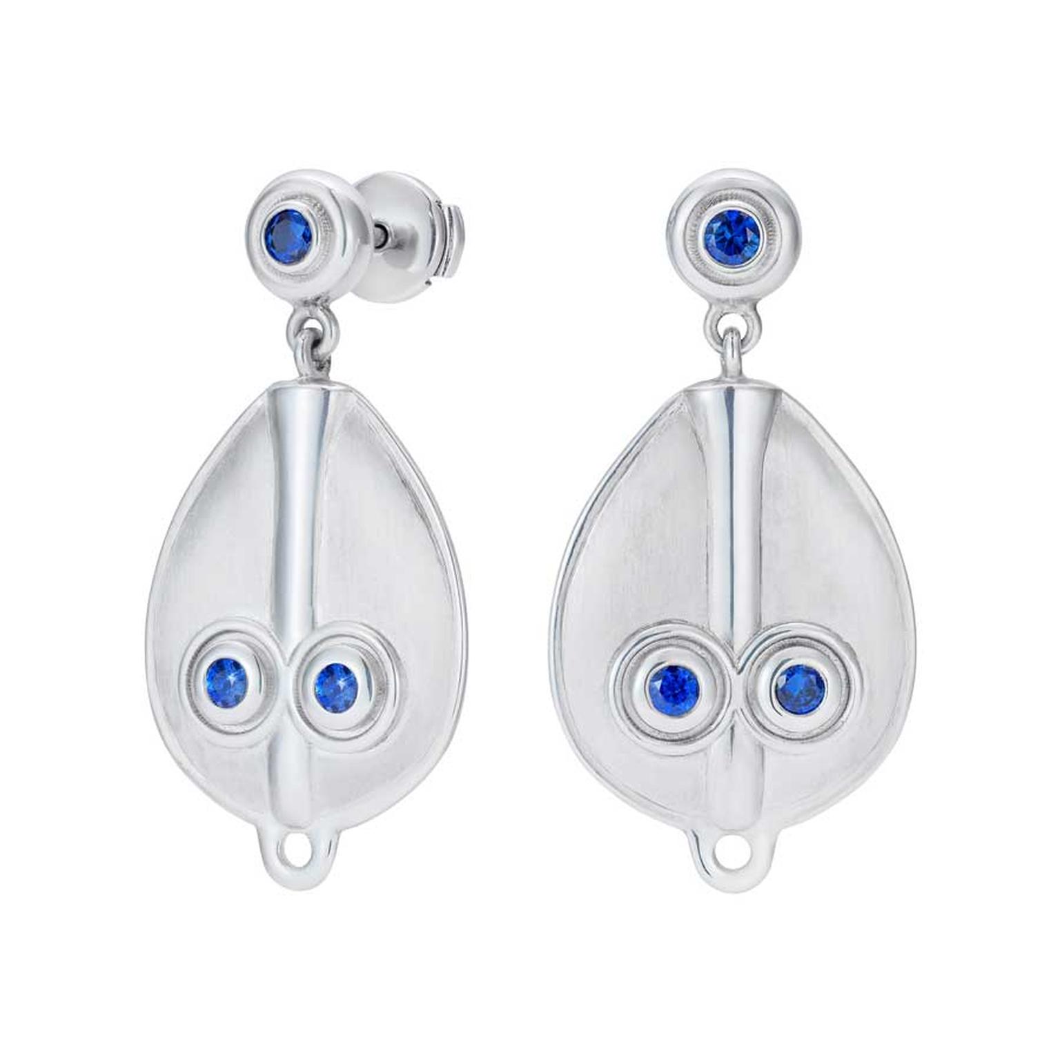 Boateng x Hirsh Power of Love silver earrings sapphire